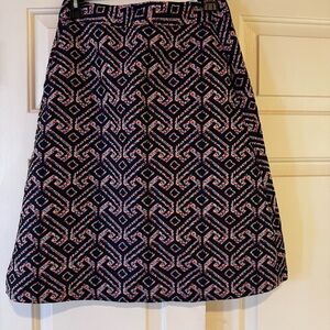 Trina Turk Geometric Patterned Skirt with side pockets , 13.5”, navy blue  # 97